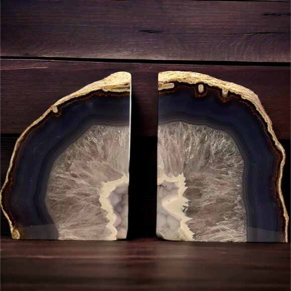 Crystal Bookends, Agate, Geode Center, Natural Home, Mindful Gift, Crystal Lover - Picture 2 of 16